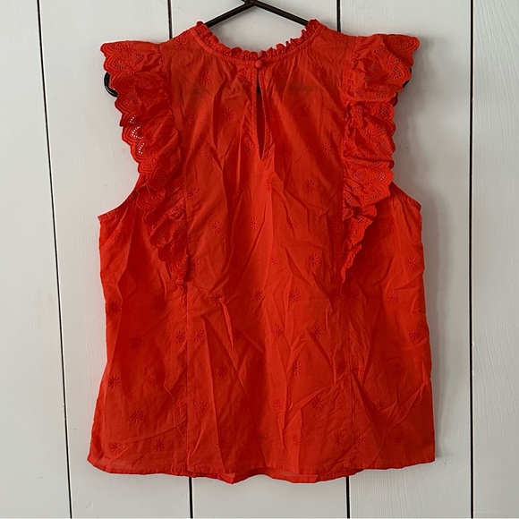 BODEN Nina Sleeveless Broderie Ruffle Eyelet Top Sz 12 Bright Papaya - Picture 4 of 11